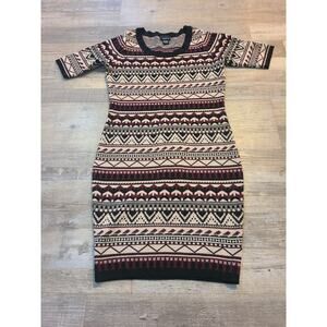 Rue 21 medium women's geometric bodycon sweater dress 1/2 sleeves